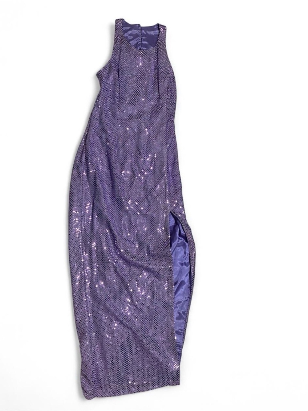 Roberta Bridal Purple Sequin Dress with Side Slit